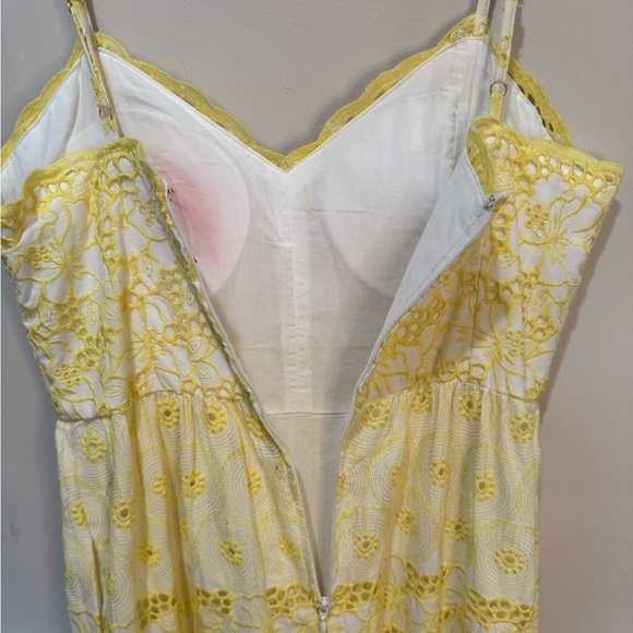 Lilly Pulitzer Kyla Maxi Dress SZ 2 St.Tropez Yellow Garden Floral Eyelet - Picture 9 of 15